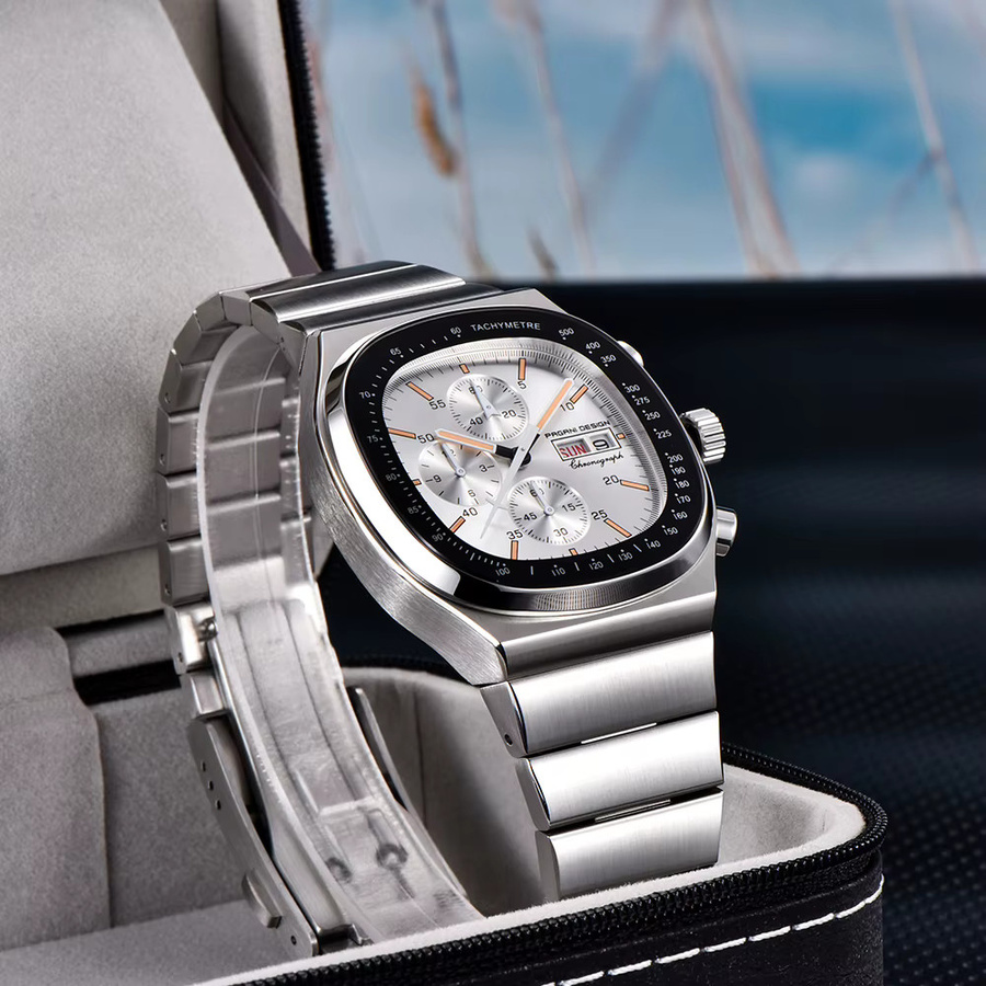 PAGANI DESIGN Chronograph, Quarz, Edelstahl, Saphirglas, 40 mm, Herren, Schwarz - Bild 3