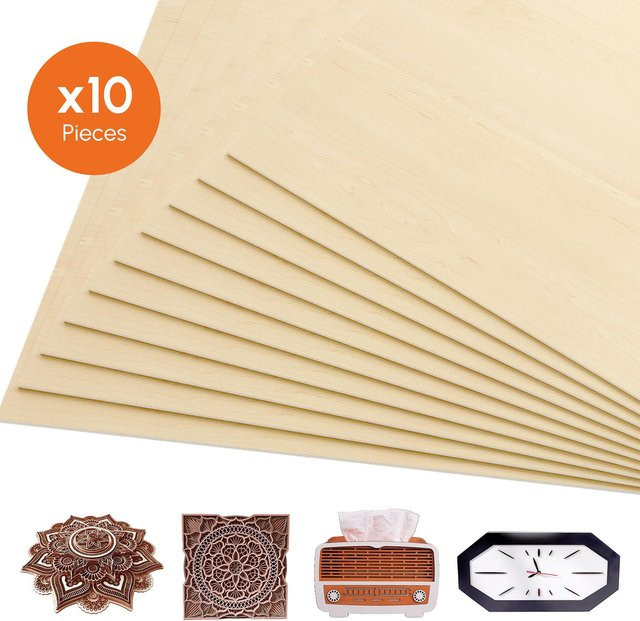 10 Stück Algolaser Lindenholzplatten, quadratische Sperrholzplatten in Beige, B/B: 30 x 30 cm - Bild 1
