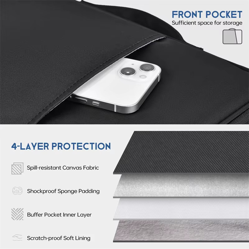 Wasserdichte und stoßfeste Laptop-Hülle als Grifftasche für Apple MacBook Air 11, 12 und 13,6 Zoll (M4, M3, M2 Chip), Farbe: Schwarz - Bild 2