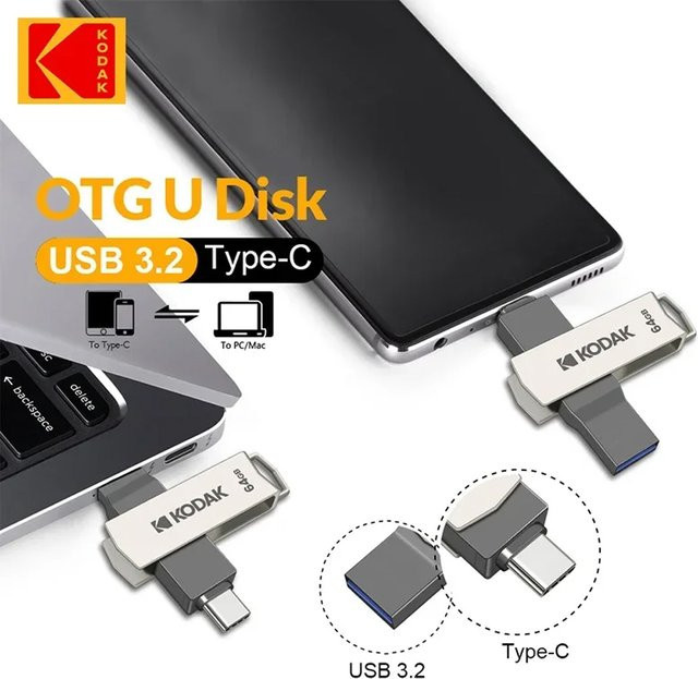 Kodak Smart Drive USB 3.2 Typ C Flash-Laufwerk in Silber für Smartphone und Laptop - Bild 1