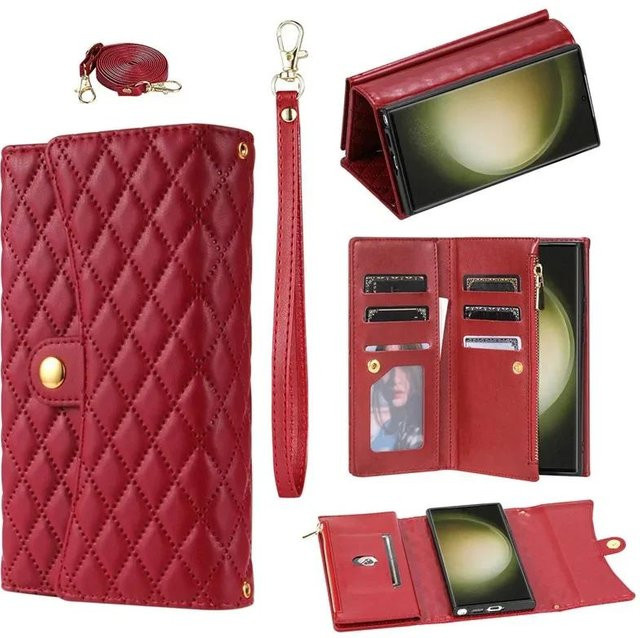 Crossbody Leder Geldbörse und Handyhülle für Samsung Galaxy A-Serie und Note 20 in Schwarz, Rot, Pink oder Lila - Bild 1