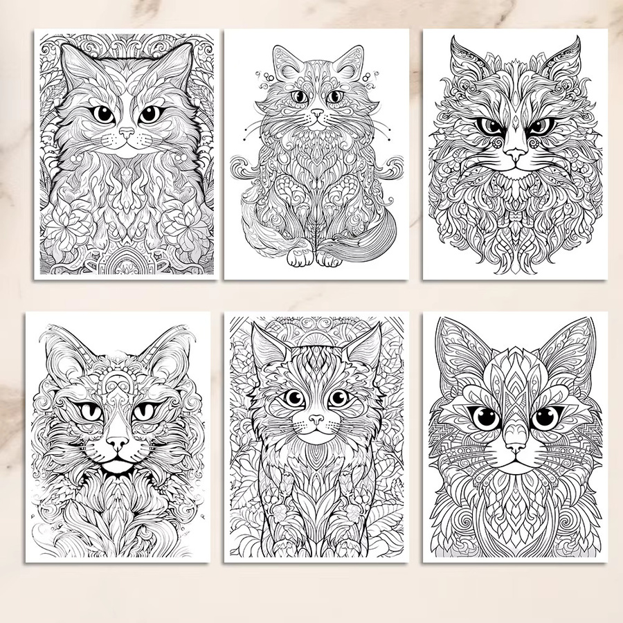 Miau-Malbuch für Teenager mit 25 verschiedenen Mustern in A4 und farbigem Design - Bild 4