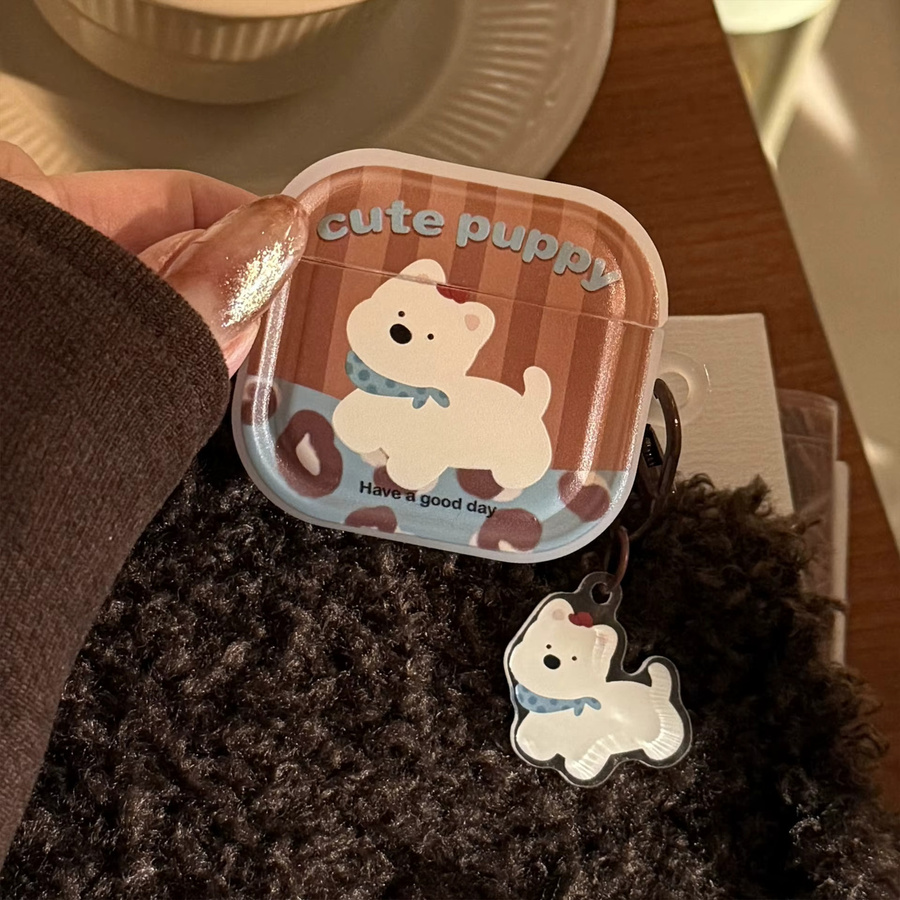 Schutzhülle mit Cartoon-Welpen-Leopardenmuster für Apple AirPods 1, 2, 3, 4 und Pro 2/3 inklusive Anhänger, Mehrfarbig - Bild 2