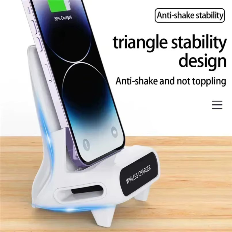 VIKEFON Kabelloses Ladegerät mit Lautsprecher und Desktop-Handyhalterung für iPhone 16-12 Pro Max, Samsung S25 S24 und Xiaomi, Smart-Ladestation in Schwarz oder Weiß - Bild 3