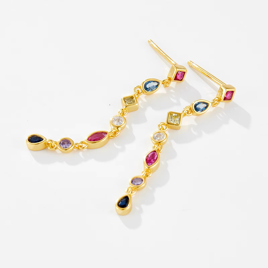 ANDYWEN Halskette und Ohrring, 925 Silber, Gold, Regenbogen, Damen - Bild 1