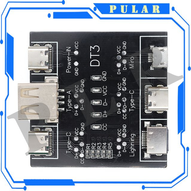 PULAR DT3 Datenkabel-Erkennungsplatine USB-Kabeltester für iOS und Android Typ C in Schwarz - Bild 1