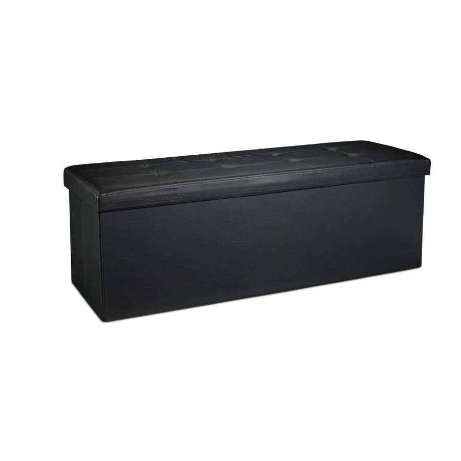 Relaxdays Sitzbank aus Kunstleder in Schwarz, faltbar, B/T/H: 114 x 38 x 38 cm - Bild 2