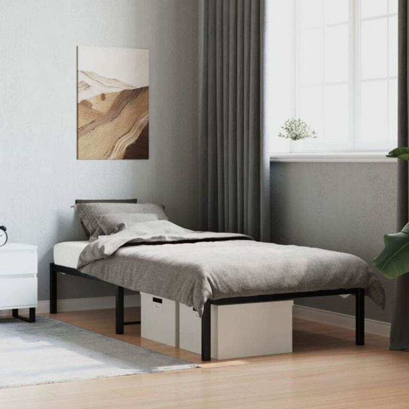 Vidaxl Metallbett aus Stahl in Schwarz, klassisch und minimalistisch, B/T/H: 90 x 190 cm - Bild 1