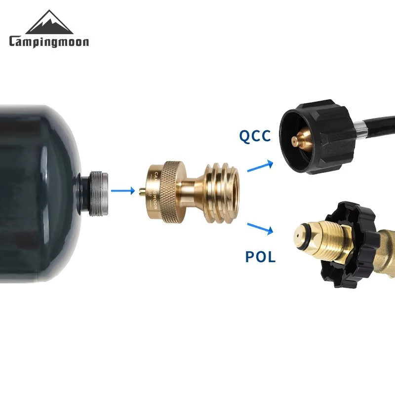 CAMPINGMOON QCC1 Messing-Adapter für Propanflaschen und Gasflaschen, Goldfarben - Bild 4