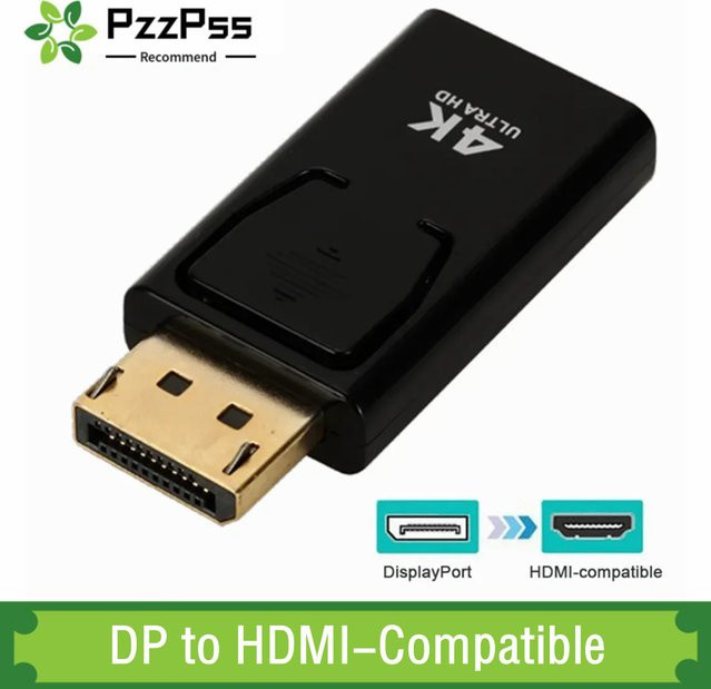 Pzzpss DisplayPort zu HDMI Adapter Kabel in Schwarz für 4K Video und Audio zur Verbindung von PC, Laptop und TV - Bild 1