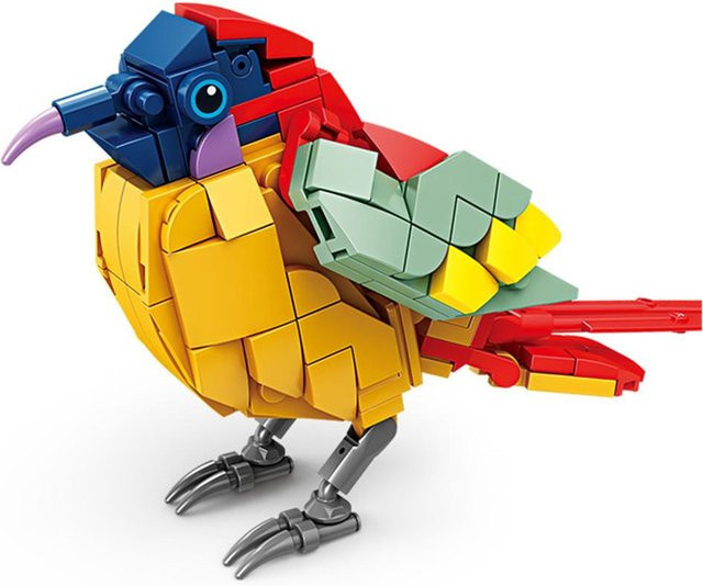 DBPALY Cartoon Tier Bausteine Pfau Kran Krähe Möwe Pirol Pädagogisches Puzzle ab 3 Jahren - Bild 1