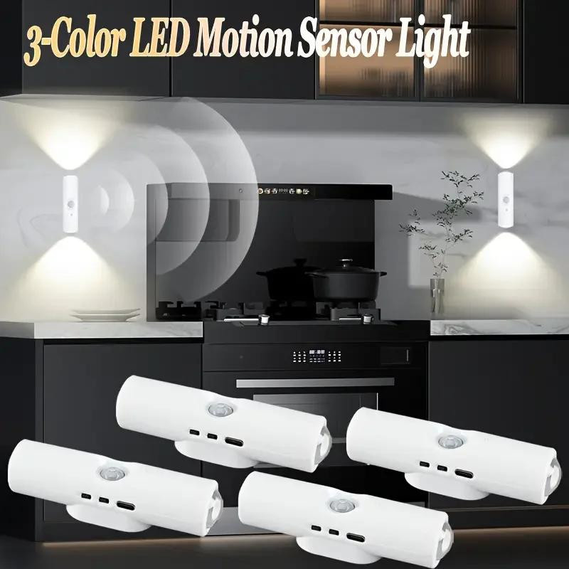 YJMP Super Lighting LED Nachtlicht mit Bewegungssensor und USB-Aufladung, weiß, 3 Farbmodi, magnetische Induktionsleuchte für Treppenhaus, Küche und Möbel - Bild 3