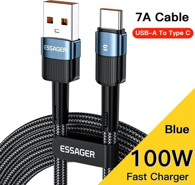 Essager 7A Typ C USB Kabel für 100W Schnellladen, Blau, Länge: 1 m - Bild 1