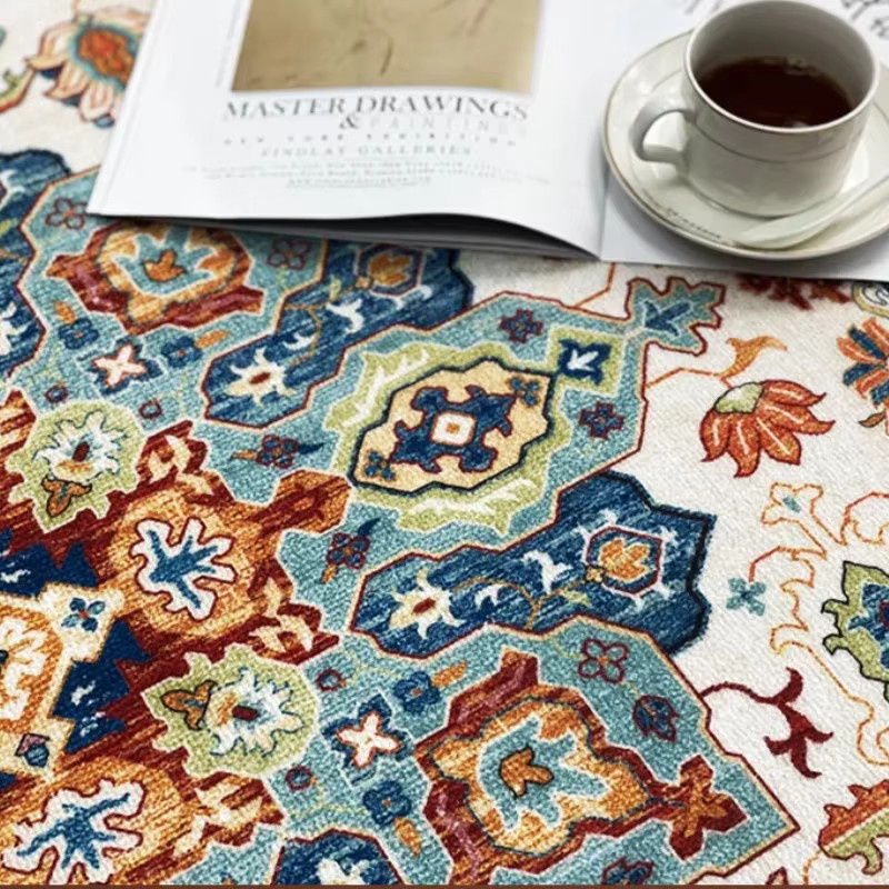 VIKAMA Teppich im Retro-Bohemian-Stil mit floralem Muster, mehrfarbig, für Wohnzimmer und Schlafzimmer - Bild 3