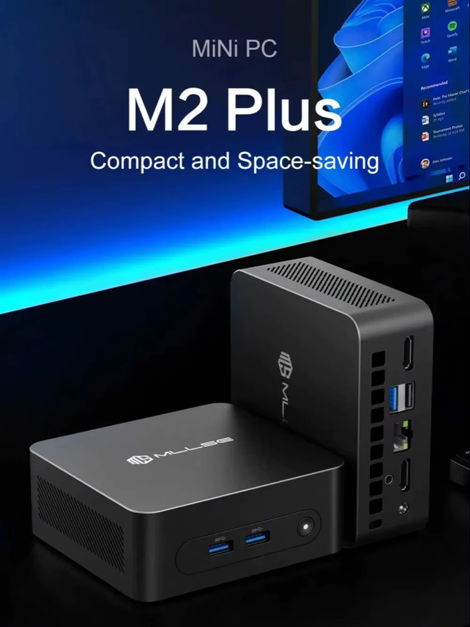 MLLSE M2 Plus Mini-PC mit Intel Celeron 5205U, 8 GB RAM, 256 GB SSD, Wi-Fi 5, Bluetooth 4.2, Windows 11, Schwarz - Bild 5
