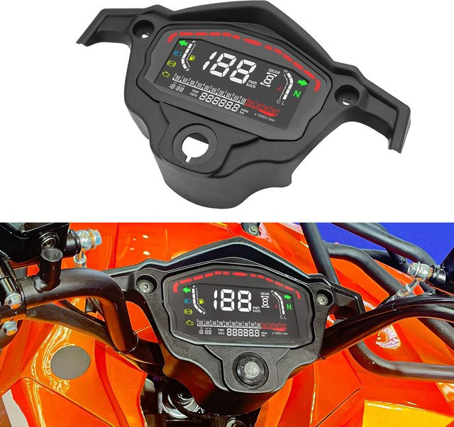 MAIMEIMI Universal Motorrad Digital Tacho mit Hintergrundbeleuchtung in Schwarz für BMW Honda Ducati Kawasaki Yamaha 2- und 4-Zylinder - Bild 1