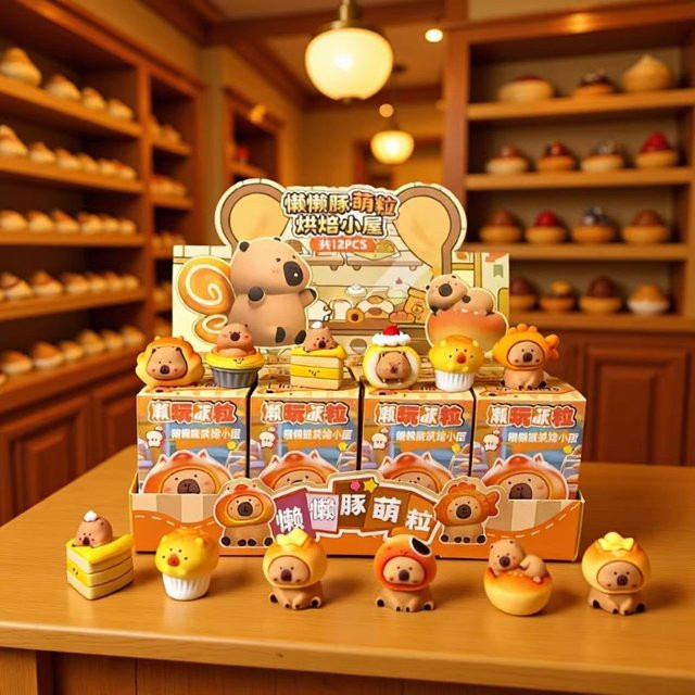 mobokono Capybara Blind Box, Lebensmittel-Backsimulations-Mini-Capybara-Actionfiguren Puppe, Einzelfigur, multicolor - Bild 1