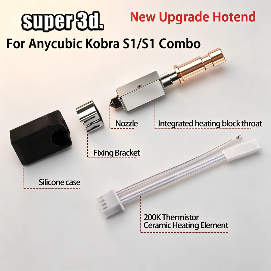 Anycubic Kobra S1 Hotend Keramik-Upgrade für Kobra S1 Combo Print Heat S1C 3D-Drucker mit 320 °C und schnellem Heizen - Bild 2