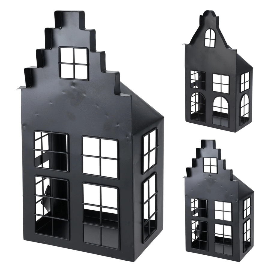 Weihnachts-Deko Laternenhaus aus Eisen in Schwarz, 2er-Set, B/T/H: 21 x 14 x 41 cm - Bild 2