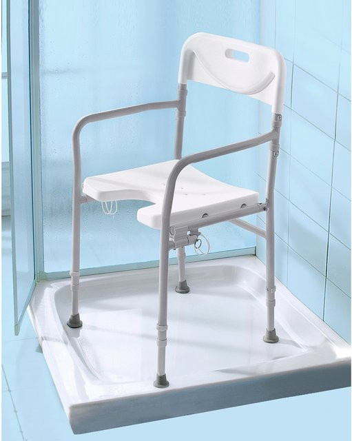 Faltbarer Duschstuhl von REHAFORUM MEDICAL in Weiss und Grau - Bild 1