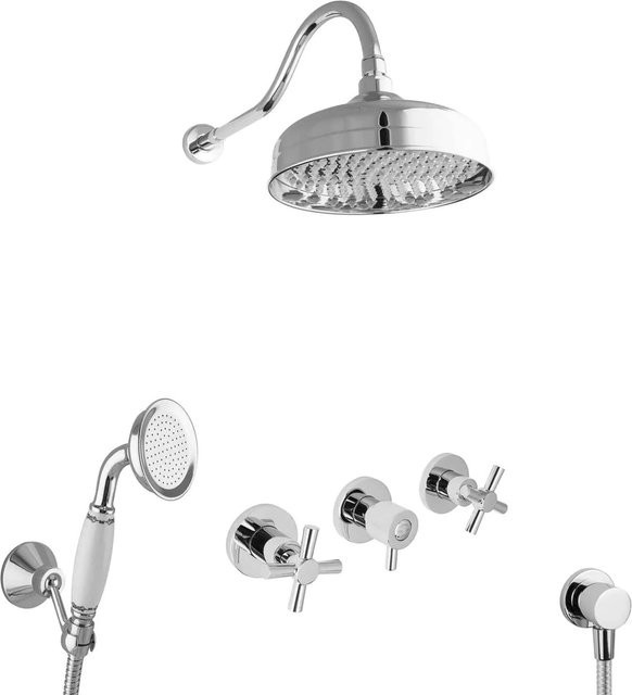 PaulGurkes Nostalgie Dusch Set Unterputz mit Regendusche und Handbrause in Chrom - Bild 1