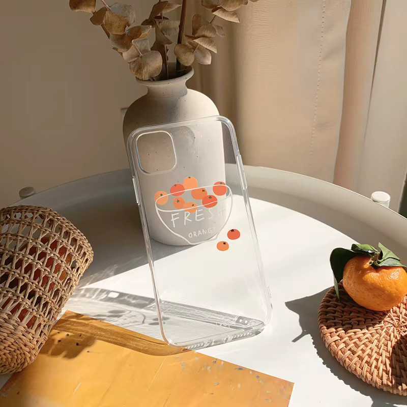 Stoßfeste transparente Handyhülle mit Orangen-Design für iPhone Modelle von 7 bis 16 Pro Max von MUQGEW - Bild 2