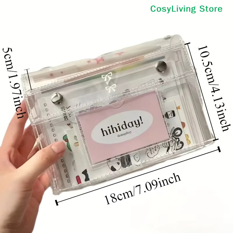 Transparente 4-lagige Make-up-Tasche aus PVC als Reise-Toilettenartikel-Organizer und Mehrzweck-Federmäppchen - Bild 2