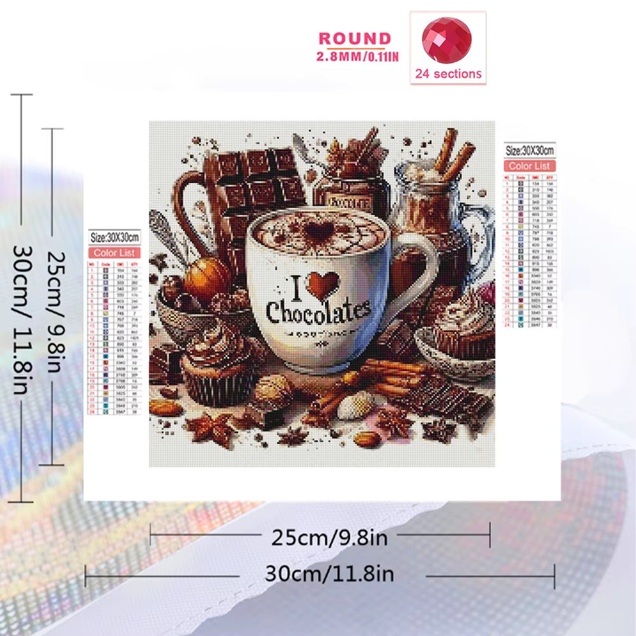 Momoart Diamant-Malerei Schokoladen-Kaffeetasse DIY Kreuzstich-Set mit Mosaik-Motiv, Multicolor, B/H: 20 x 20 cm - Bild 2