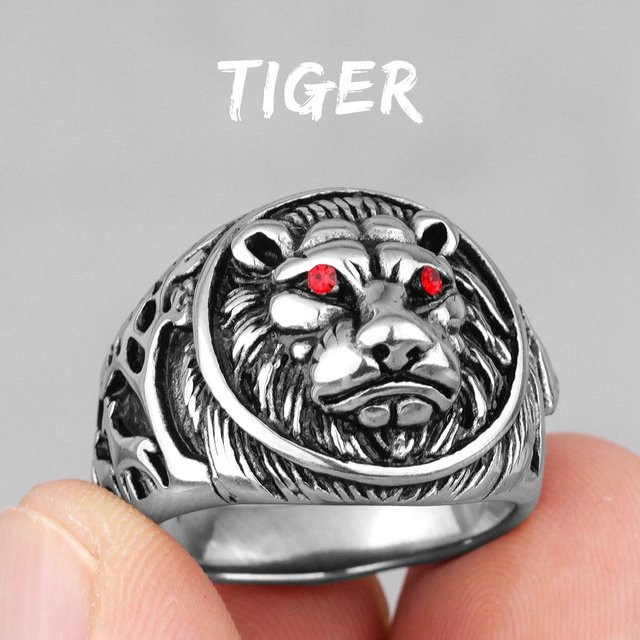 YIRAN Jewelry Ring Edelstahl, Schwarz, Rubin, Herren - Bild 1