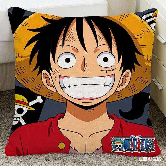 Bandai One Piece Monkey D. Luffy Kissenbezug, quadratischer Anime Dekokissenbezug, Multicolour - Bild 1