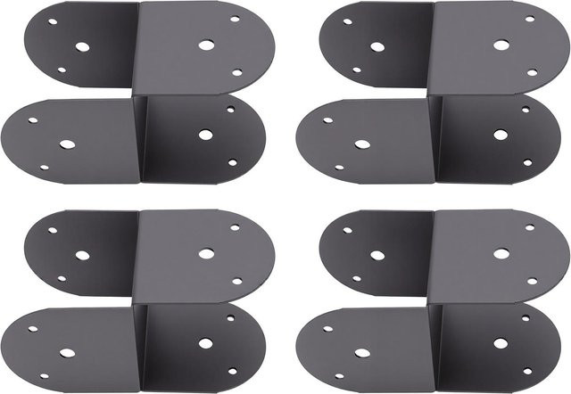 Fishine 4er-Set Pfostenkappen Halterung aus Kohlenstoffstahl mit Verbindungsbügel für Pfosten und Balken, Schwarz Matt - Bild 1
