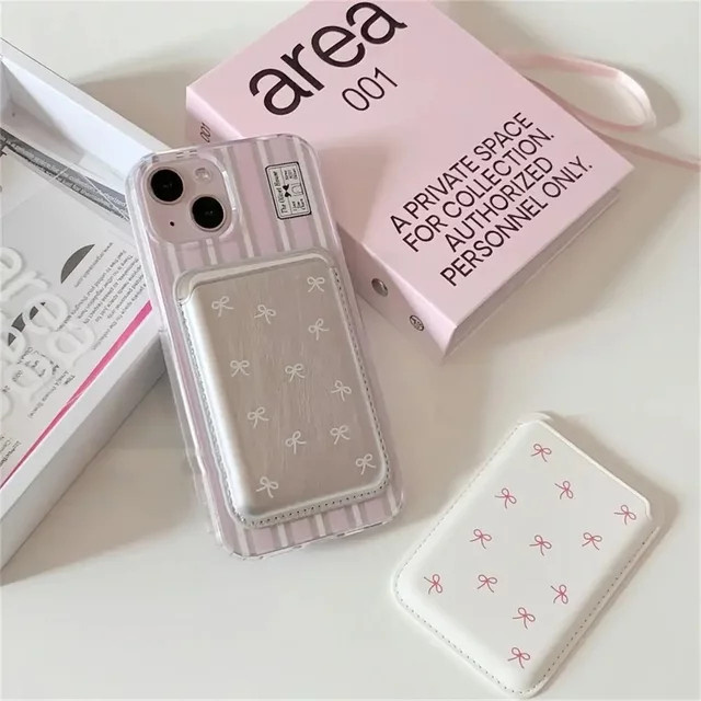 CEXIKA Koreanischer Stil Niedlicher Schleife MagSafe Magnetischer Kartenclip Multifunktionaler Kartenhalter für dein Smartphone - Bild 1