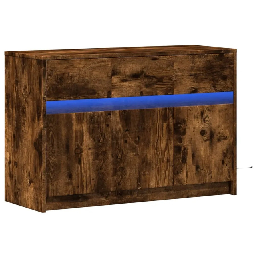 vidaXL TV-Schrank mit LED-Beleuchtung in Räuchereiche, Farbe: Braun, B/T/H: 91 x 34 x 61 cm - Bild 2