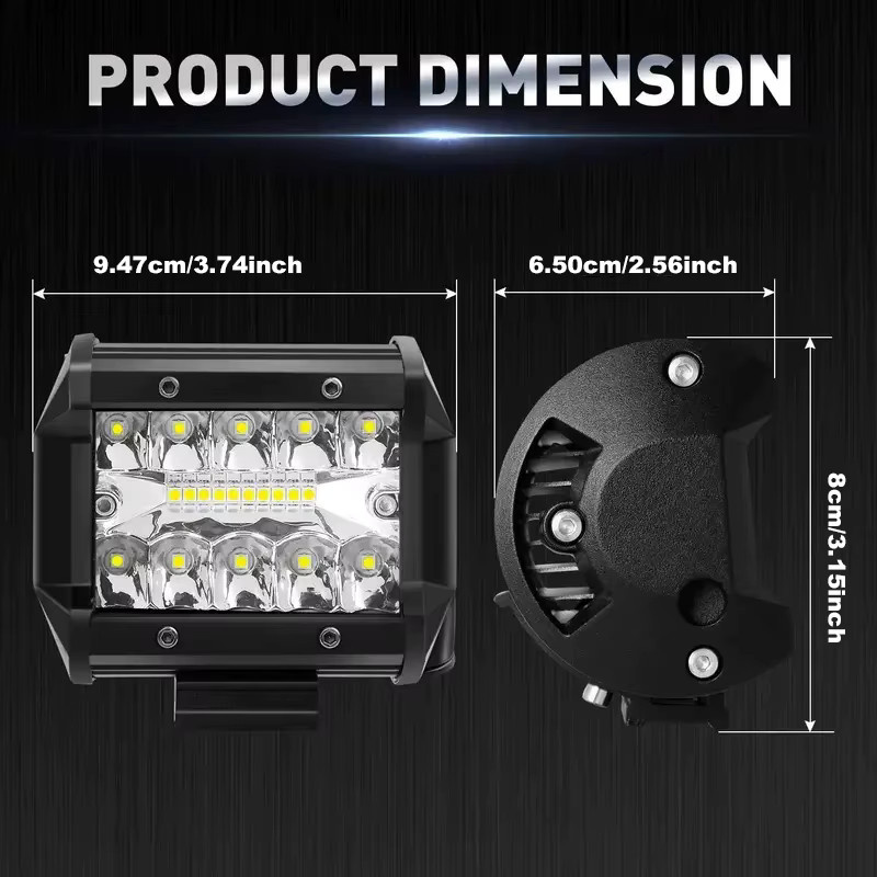 NLpearl LED-Arbeitslichtleiste und Spot Flood Combo Light Pods Set für SUV ATV UTV, 60 W, Schwarz - Bild 2