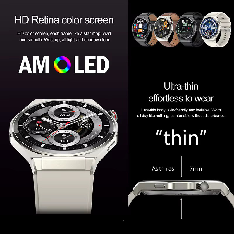 Yaocx NFC Smartwatch mit 1,43 Zoll HD-Display, Herzfrequenzmessung, Musikplayer, Sprachassistent, Bluetooth-Anruffunktion und IP67 Wasserdichtigkeit, Schwarz, Unisex - Bild 3