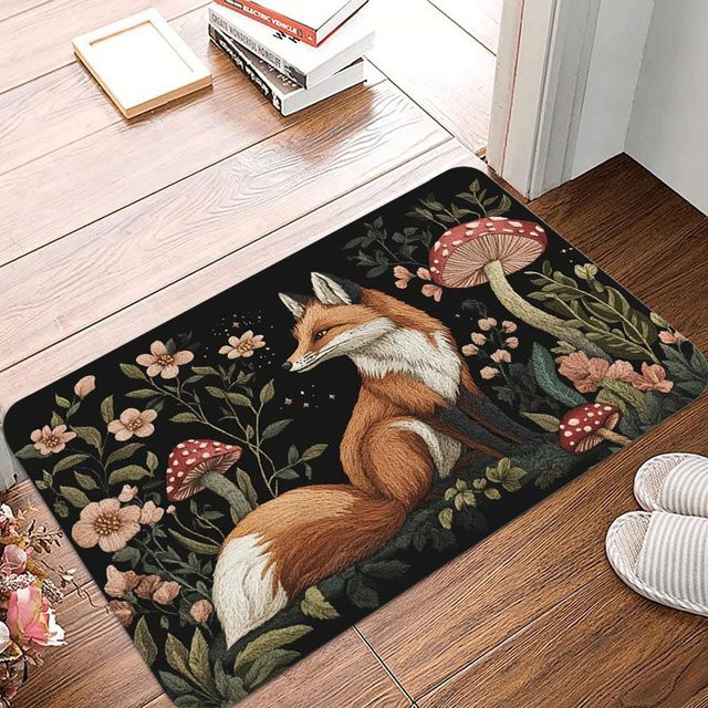 Rutschfeste Fußmatte Zauberpilz und kleiner Fuchs von Lodestar, waschbare Bodenmatte für Wohnzimmer, Schlafzimmer und Küche, B/T: 50 x 80 cm, mehrfarbig - Bild 1