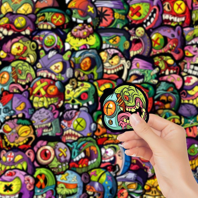 50 Stück Monster-Aufkleber im Graffiti-Stil, wasserfeste Sticker für Handyhülle, Skateboard und Helm, Multicolor, BulingBulingStickers Store - Bild 1