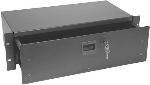 Omnitronic Rackschublade SN-3 19 Zoll mit Schloss, 3 HE, Schwarz - Bild 1