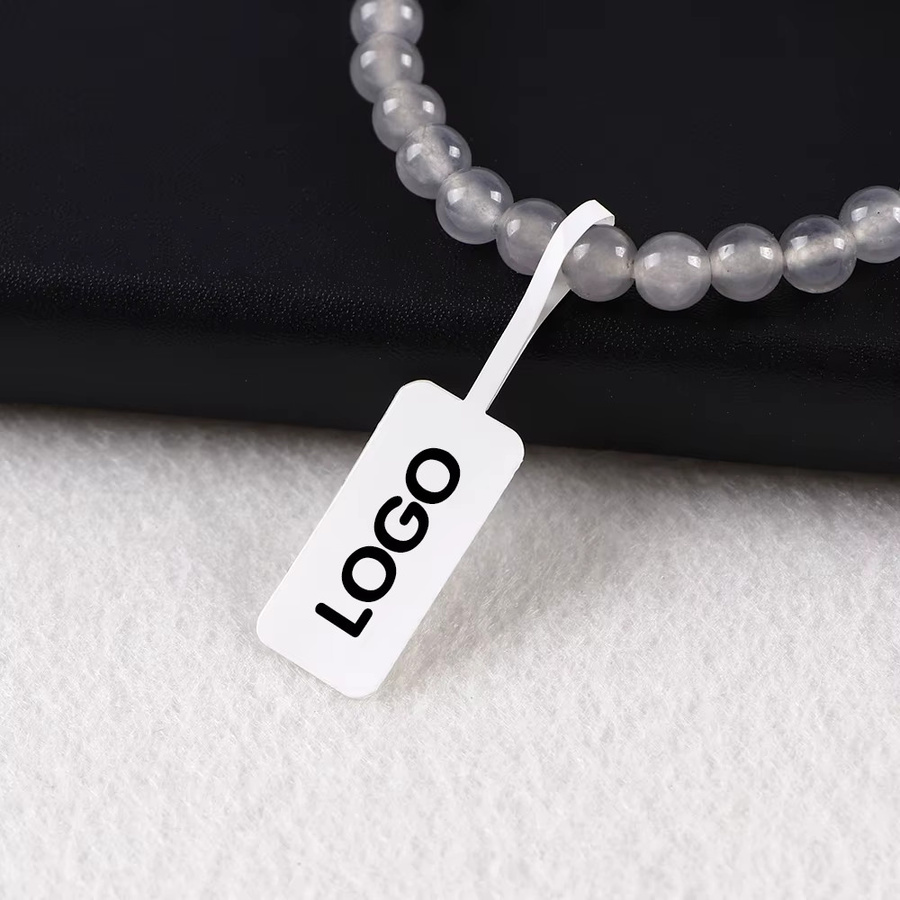 GGWP Selbstklebende Schmucketiketten mit individuellem Logo, weiß, quadratisch, bedrucktes Preisschild für Halsketten, Armbänder und Ringe - Bild 3