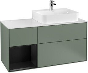 Villeroy & Boch Finion Waschtischunterschrank mit Abdeckplatte und LED-Beleuchtung in Weiß, Breite: 120 cm - Bild 1