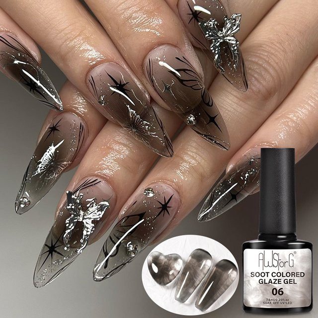 AWStorG Jelly Nude Gel Polish, Translucent Black Milky, 7,5 ml - Bild 1