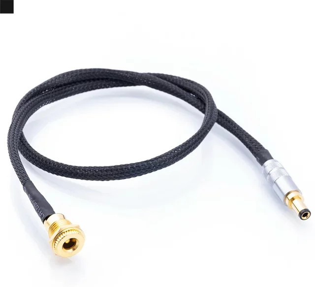 Pureline HiFi-Gleichstromkabel aus versilbertem Kupfer mit Adapter-Stecker 5,5x2,1 mm und 5,5x2,5 mm, Schwarz, 1,5 mm² - Bild 1