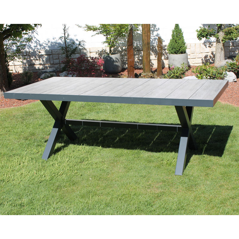 Leco Tisch Manhattan moderner Gartentisch aus Keramik und Aluminium in Anthrazit, Braun und Grau B/T/H: 101 x 101 x 75 cm - Bild 2