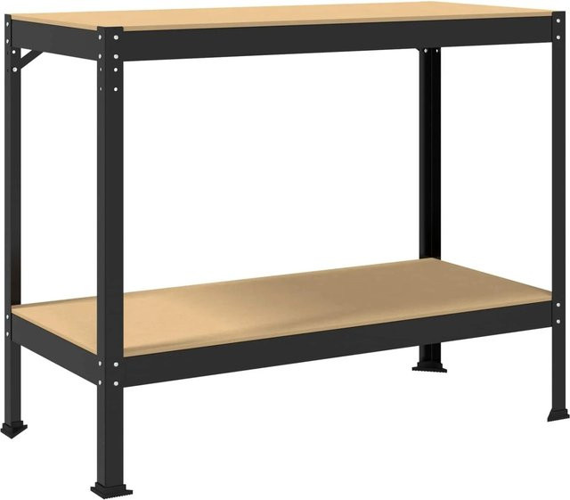 vidaXL Werkbank in Schwarz aus Sperrholz und Metall, B/T/H: 115 x 55 x 91 cm - Bild 1