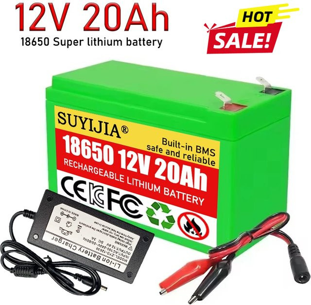SUYIJIA 18650 Lithium-Batterie Akku mit 12 V Ladegerät für Solarspeicher und elektrische Beleuchtung - Bild 1