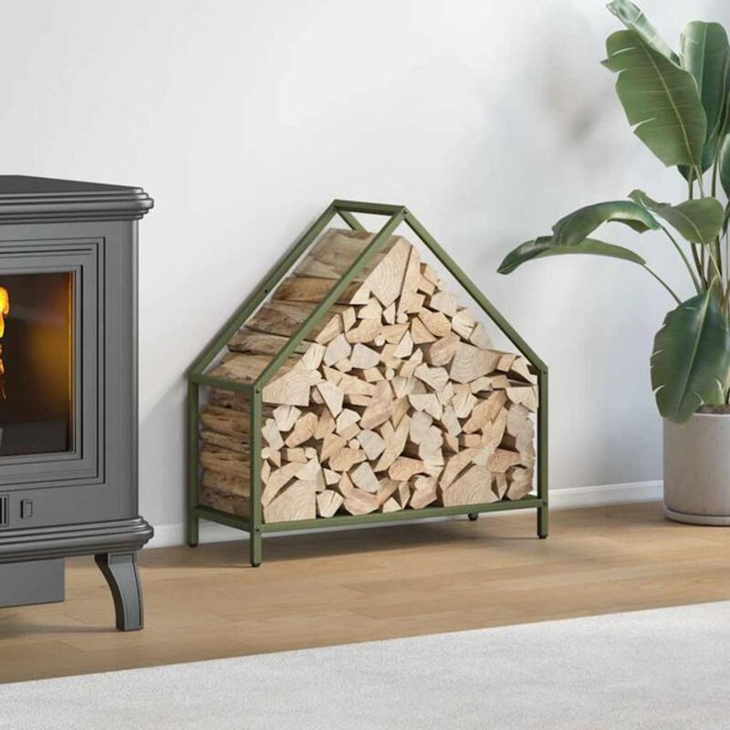 Freistehendes Brennholzregal aus Stahl von vidaxl in Grün, B/T/H: 60 x 25 x 60 cm - Bild 1