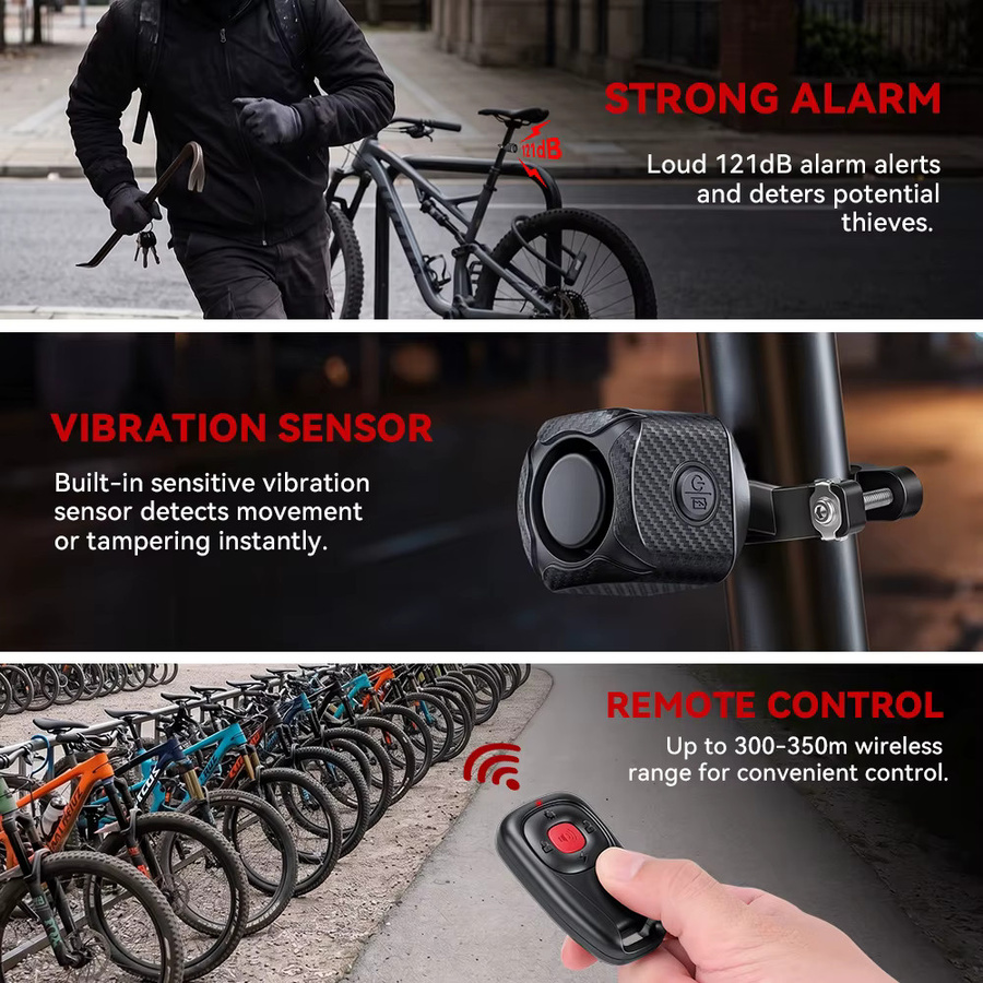 Awapow Kabelloser Ein- und Zwei-Wege-Vibrationsalarm in Schwarz mit 121 dB Anti-Diebstahl-Sensor für Motorrad, Fahrrad und Auto - Bild 5