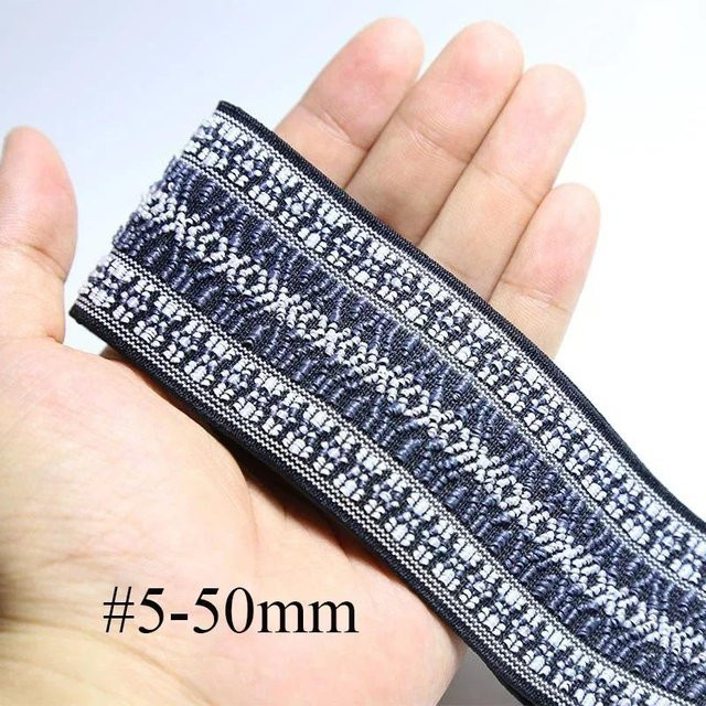 Meetee Elastisches Jacquard Stretch Gurtband Blau, Breite: 50 mm - Bild 1