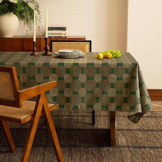 Rechteckige Tischdecke von JMG Household Supplies in Grün, Retro-Stil aus Leinen-Mischgewebe, B/T: 90 x 90 cm - Bild 1