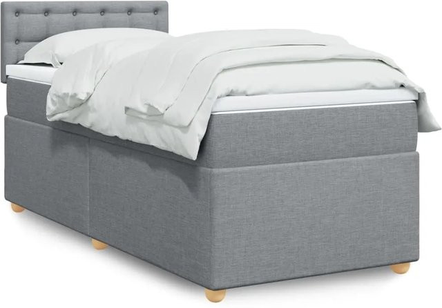 vidaXL Boxspringbett mit Matratze in Hellgrau, Hybridbett mit USB-Ladeport und Unterbettbeleuchtung, B/T/H: 80 x 200 x 100,5 cm - Bild 1